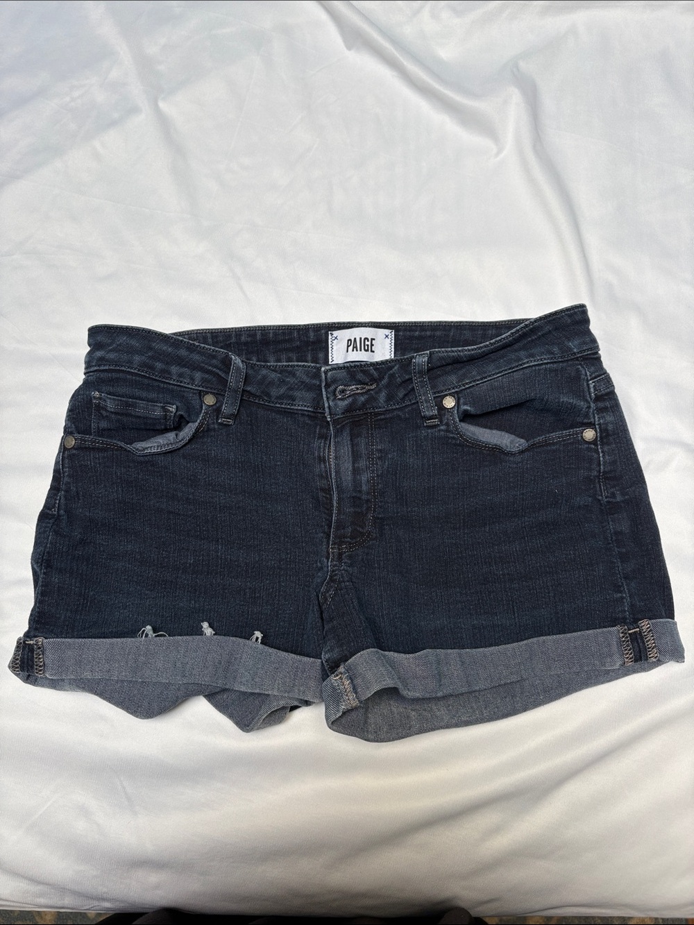 PAIGE Rolled Cuff Denim Shorts